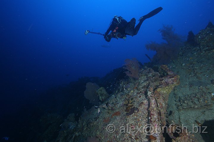 Tama_Maru-20.JPG - Swimming along the hull