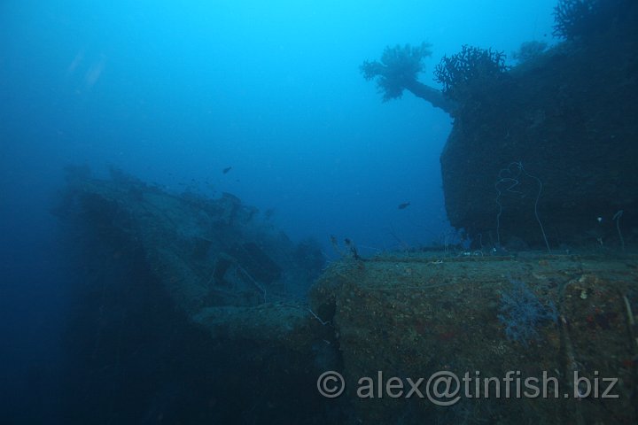 USS_Aaron_Ward-350.JPG - The crumpled bow from the impact with the sea floor
