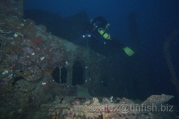 USS_Kanawha-64.JPG - Matt swims past the bridge