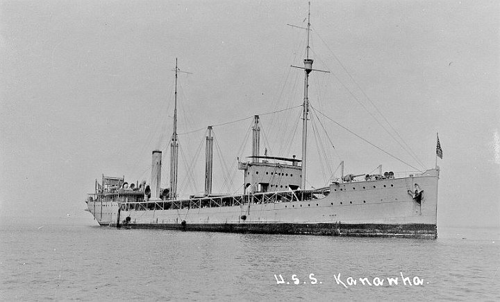 kanawha-photo5.jpg - Starboard quarter view of USS Kanawha (AO-1) shortly after her recommissioning in June 1934.